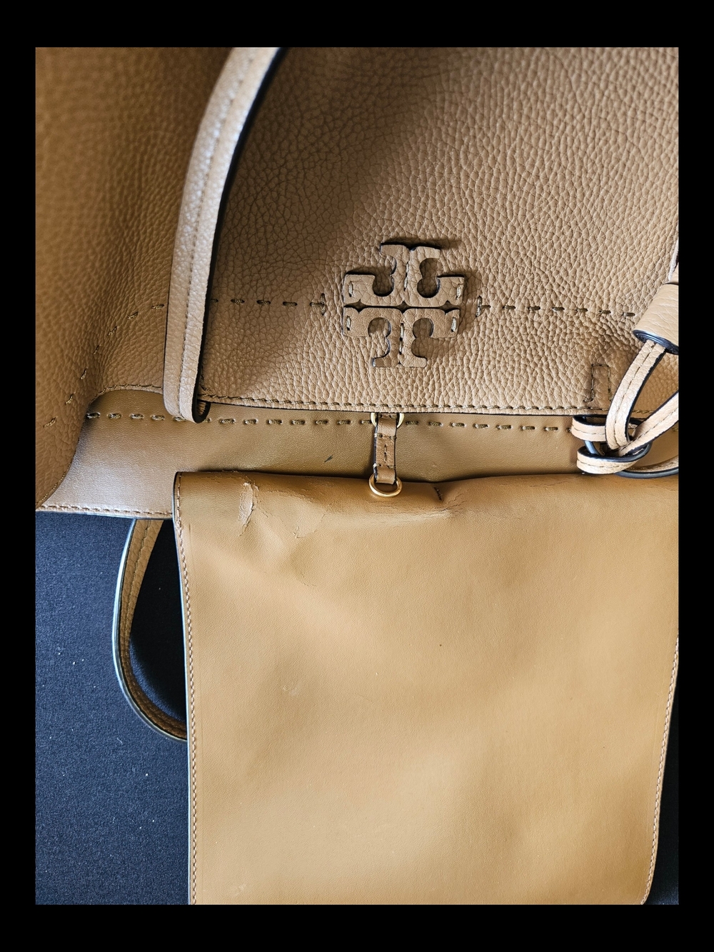Tory Burch Camel Leather Tote with Tassel Charm - Picture 6 of 9